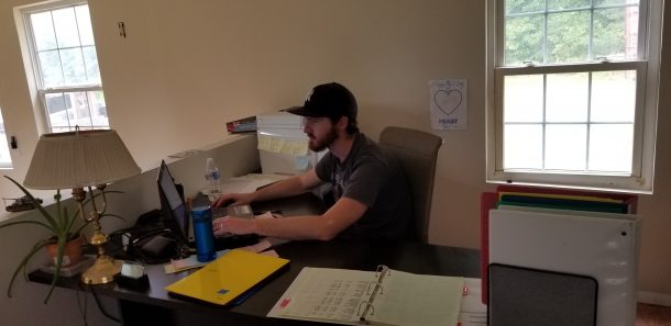 Daniel Cawley in Organic Mosquito Control office